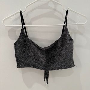 Black glitter cropped top